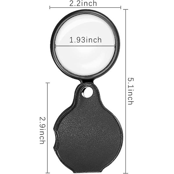 5-pack Heilwiy 10x Mini Förstoringsglas Fickförstoringsglas 50mm Vikbart Fickpresent