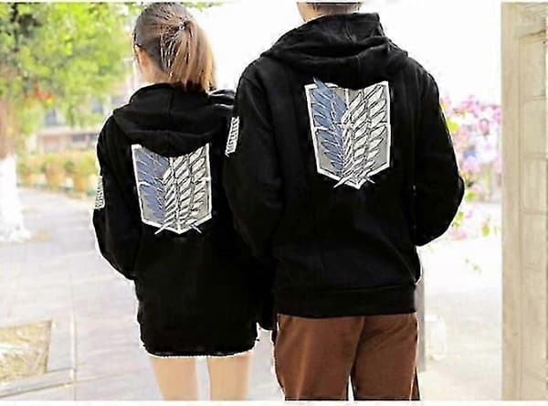 Cosplay Hættetrøje Pullover Sweatshirt Attack on Titan Langærmet Hættejakke Unisex black 2XL