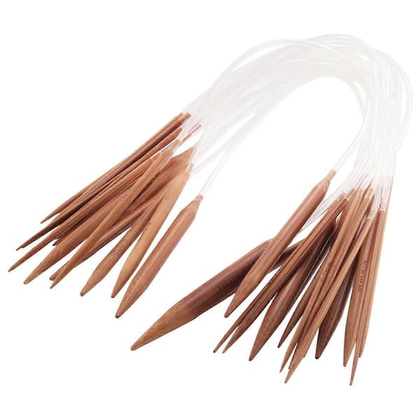 18 par 40 cm cirkulära karboniserade sticknålar i bambu