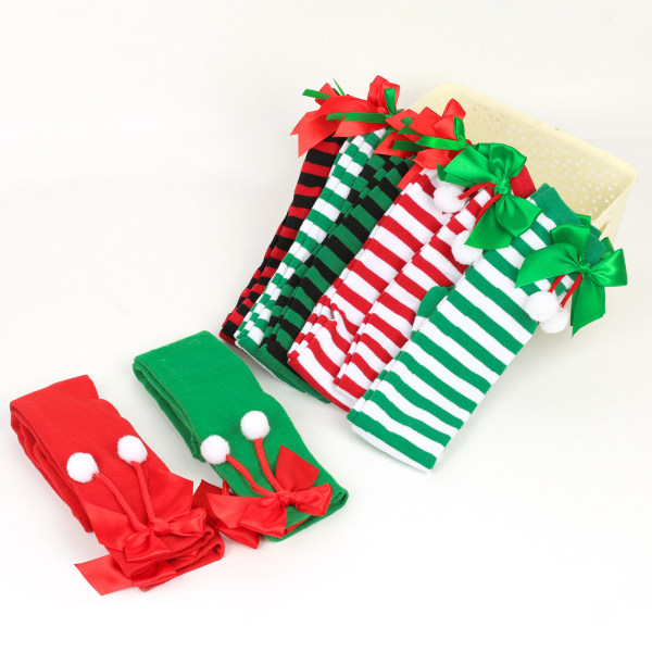 pairs of Christmas thigh highs striped over the knee socks Re