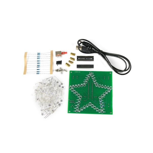 Gör-det-själv elektroniska kit Lödsvit Färgglada spetsiga Star LED Blinkande Marquee Light Circuit Board Green