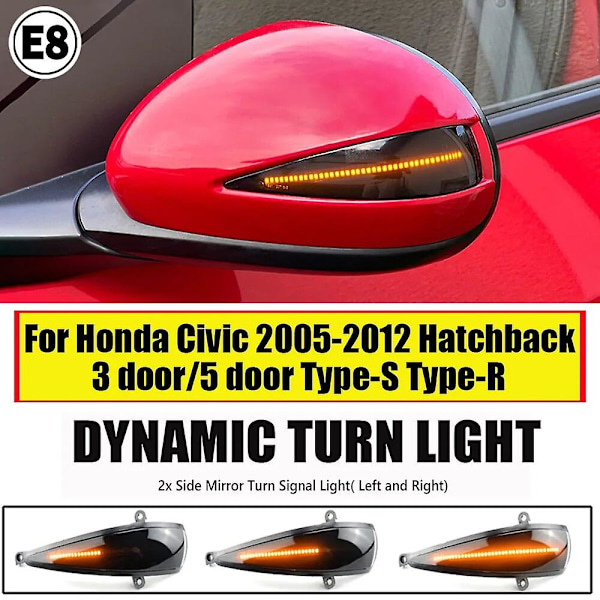 2 stk Dynamiske Blinklys til Honda Civic 8. generation Mk8 Hatchback LED Blinklys 3D 5D Lys Sidespejl Lampe 2006 2012 Fn2 Fn Fk