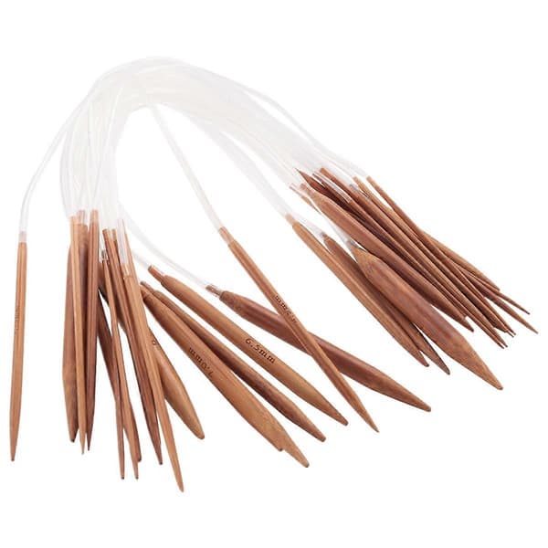 18 par 40 cm cirkulära karboniserade sticknålar i bambu