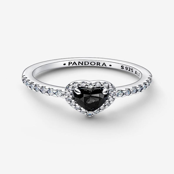 Pandora - Elevated Black Heart Ring - Sterlingsilver Circumference: 54mm