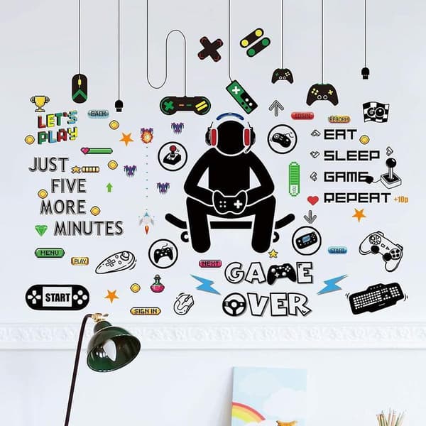 Videospil Vægdekorationer - DIY Gaming Vægmærkater Spis Sov Spil Over Gaming Controller