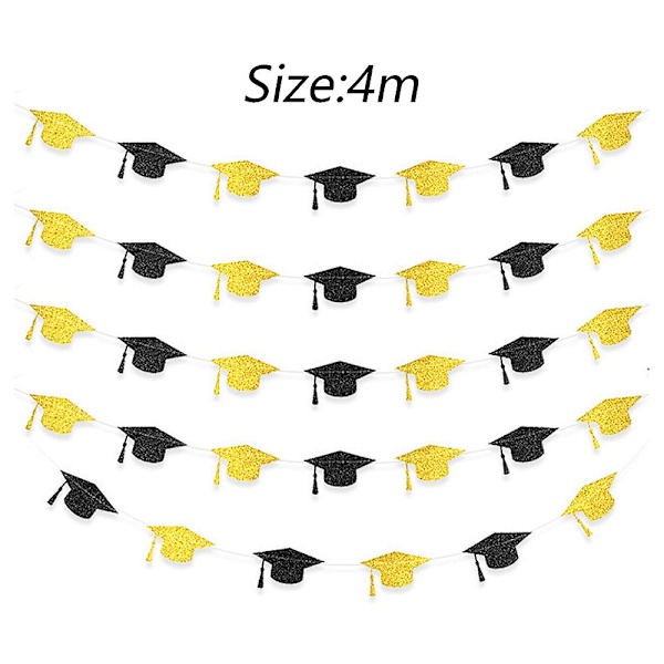 Kimaltava Graduointikyltti, 2 Sarjaa Kulta-Mustaa Graduointikorkki-Kylttiä Graduointikutsuihin