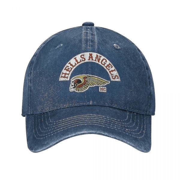 Retro Hells Angels Logo Baseball Caps Unisex Distressed Denim Snapback Cap Motorsykkel Club Brotherhood Outdoor Summer Caps Hat Navy Blue