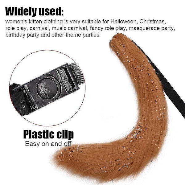 Kunstig pels hale for Halloween festkostyme tilbehør plysj rev ulv hale B