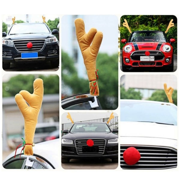 Jouluautojen sarvikoristeet Xmas Auto Decoration Kit Khaki