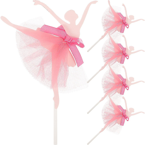 5 stk. Ballerina Pige Cupcake Topper Kage Dekoration Til Bryllup Brudebruser Fødselsdagsfest (rød)