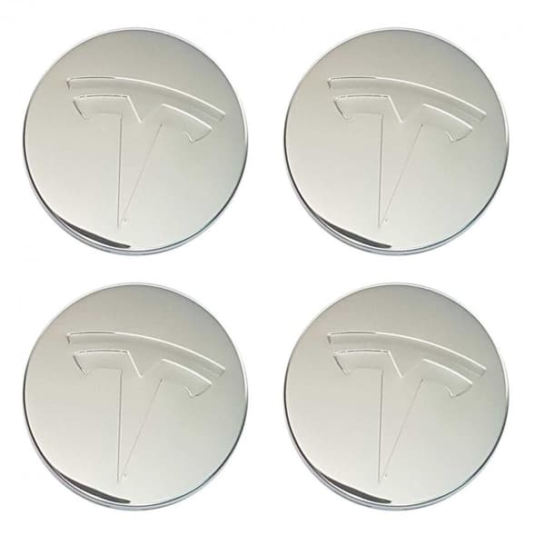 4-pakning - Tesla Senterkopp / Navkapsel - Bil 77 77 77 Silver