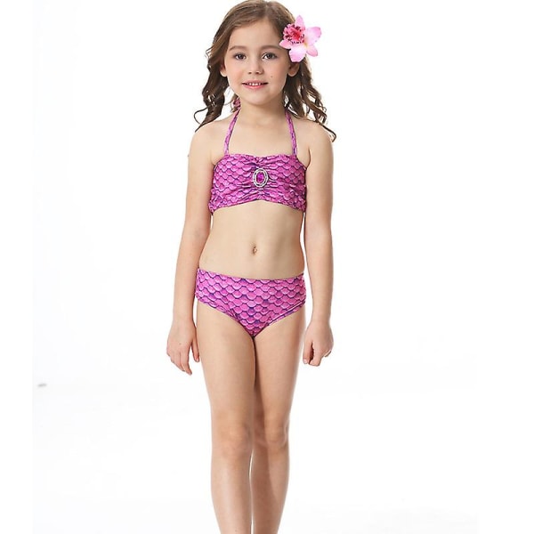 Børn Piger Havfruehale Badedragt Bikini Sæt Badetøj Svømmekostume Badning Purple 10-11 Years