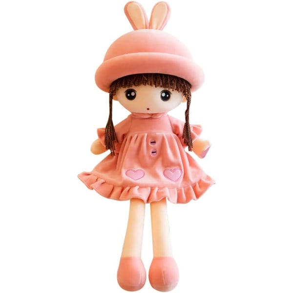Tyttöjen pörröinen Rag Doll Pehmo pehmolelu, Rag Dolls baby hame ja hattu Söpö SoftBaby Doll Princess Pehmo