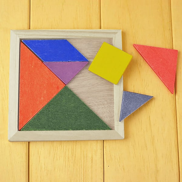 Puinen Tangram-palapeli varhaiskasvatukseen, lasten pöytälelut