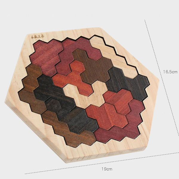 Kubisk puslespil Voksne Træ Hexagon Puslespil Logik Iq Spil Puslespil Hjernegymnastik Børns intellektuelle udvikling