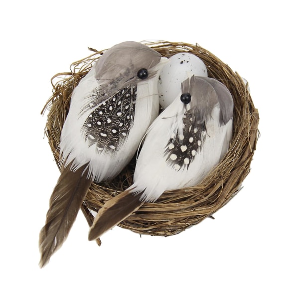 Artificial Birds And Bird Nest And Bird Egg Set Miniature Lifelike Ornament