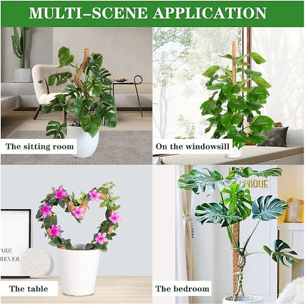 Moss Pole, Super Stabil&rot-proof Moss Pole För Växter Monstera, 53 Tum Utbyggbar Monstera Växtstöd, 4pack 17tum Stapelbar Kokosnöt Coir Moss