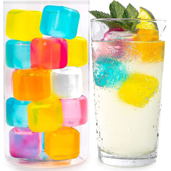 Gjenbrukbare isbiter for drikkevarer - Kjøler drikkevarer uten å fortynne dem - Laget av BPA-fri plast - Kan fryses på nytt, vaskes, raskt og enkelt å bruke - Pakke