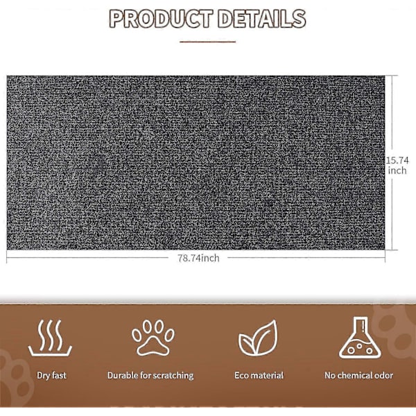 Selvklebende katteskrapematte, skrapematte for katter, katteskrapebrett, katteskrapematte for å beskytte møbler, sofa 40 x 200cm