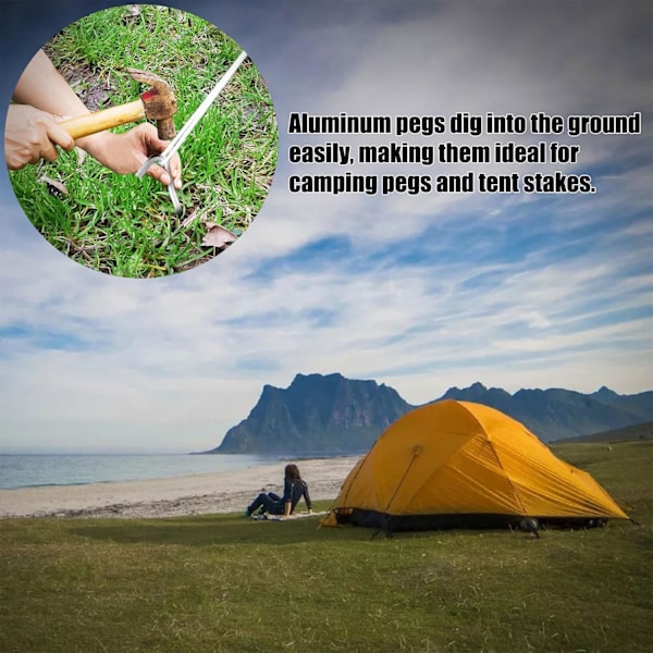 Teltplugger stormsikre, 12 stk 18 cm plugger telt, plugger jordspiker stabil, teltplugger camping, flyaluminium plugger jordspiker, camping telttilbehør