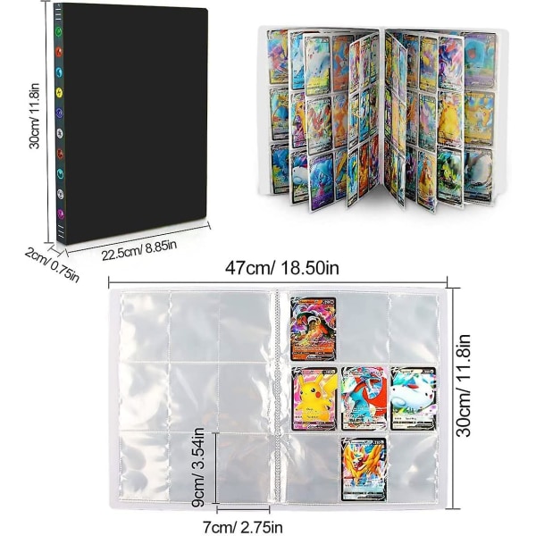 9 lommer 432 kort Anime Album Book Pikachu Favoritt Play Game Map Binder Folder Detective