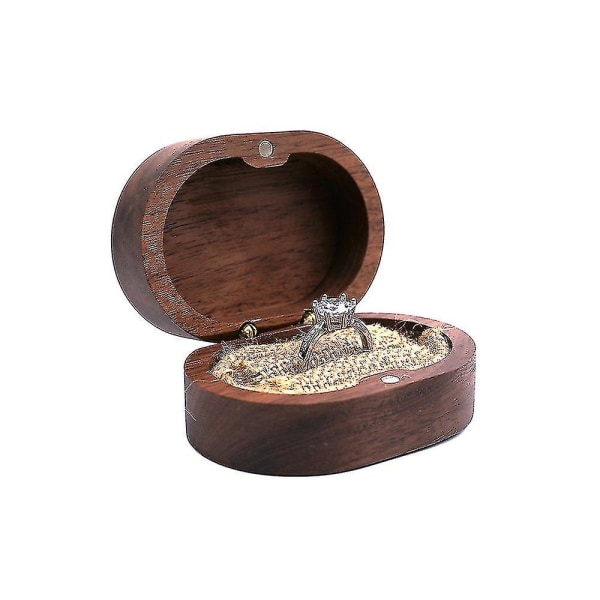 Wooden Ring Box - Jewelry Box Ring Holder Case - Ring Box With Cushion For Wedding Proposal Engagement