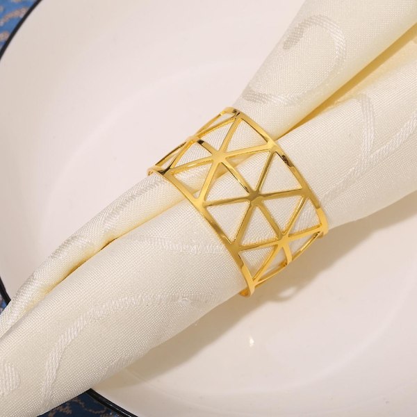 Gull serviettringer, metall serviettring blad serviettløkker til bryllupsfest middag bursdagsbord dekorasjon 6 stk