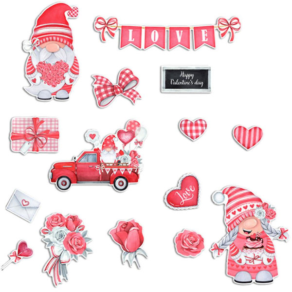 1 sæt Valentines magnetiske køleskabsklistermærker, dekorative magnetiske klistermærker Søde magneter, dekorative køleskabsklistermærker