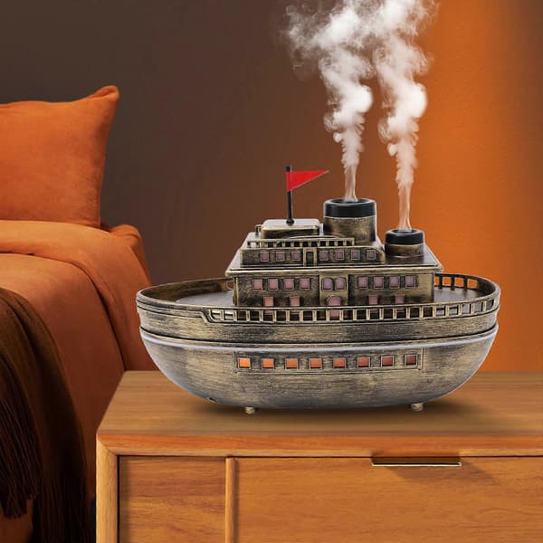 300ML cruiseskip eterisk oljediffuser med 7-farget LED-lys 2H/4H timer kjølig tåke luftfukter aromaterapi diffuser