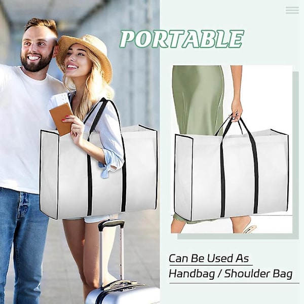 Bærbar 70in brudekjole klespose med brud tote bag 8in gusseted kjoleposer for kjoler lang 4 lommer kjoledeksel White