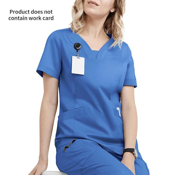 Best Selling！Women Sweat Absorption Soft Pullover Short Sleeves Crossed V Neck Scrub Top