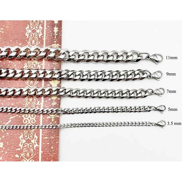 Slipat pansar kedjehalsband i stål som håller färgen för alltid! 5mm tjock, 45cm lång
