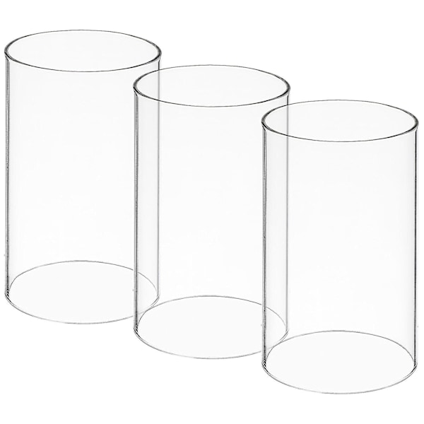 3pcs Windproof Clear Glass Cylinder Candleholders Open Ended Candle Tube Shades