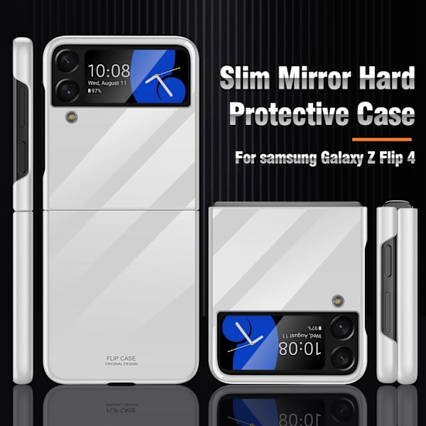 Slim fodral för Samsung Galaxy Z Flip 4, Galaxy Z Flip 4 fodral, skyddande hårt PC-skal halkfritt stöttåligt för Z Flip 4 (blank vit)