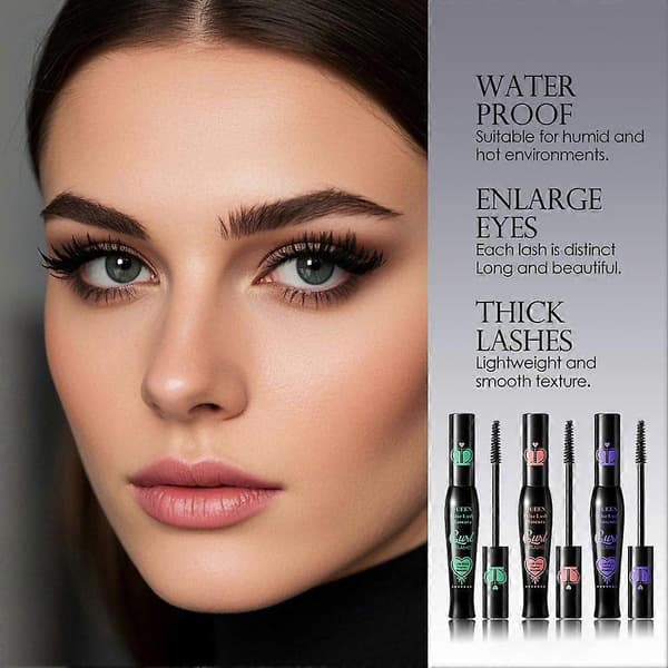 QUEEN False Lash Mascara Curl Eyelashes-Black Green Tube