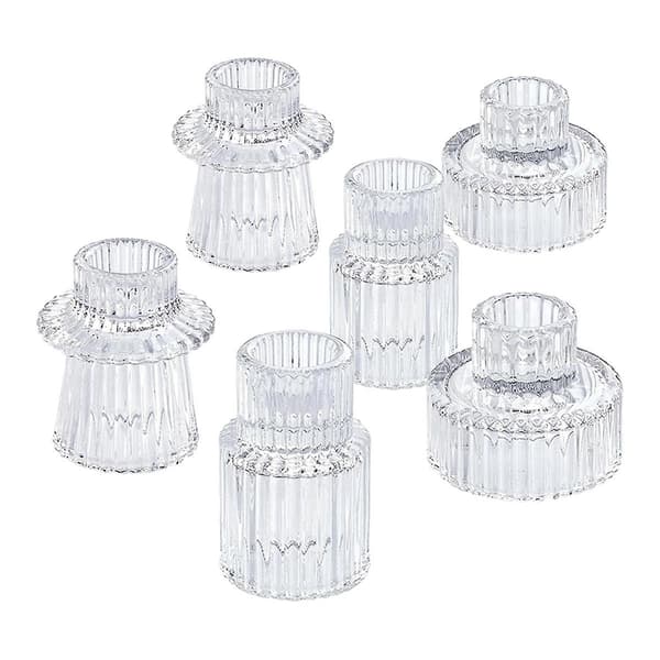 Lysestakesett med 6, Lysestaker for koniske lys Transparent