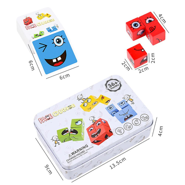 Pædagogisk legetøj til børn Følelser Skift udtryk Puzzle Cube brætspil 1 1