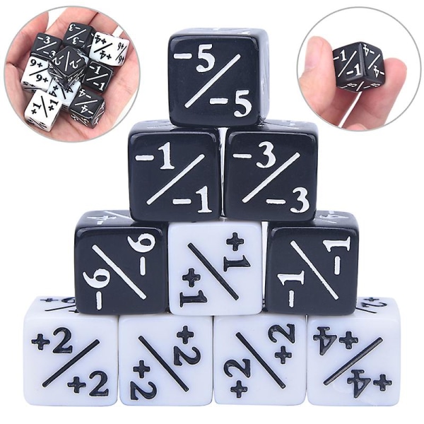 10x Terningtællere 5 Positive +1/+1 & 5 Negative -1/-1 Til Gathering Brætspil one size