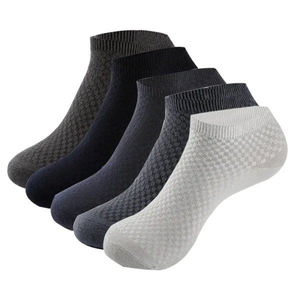 5 paria / erä bambukuitu miesten sukat lyhyet hengittävät nilkkasukat miesten sukat korkealaatuiset suuri koko EU39-48 5 paria moniväriset 5Pairs Multicolor EUR38-43(US6-10)