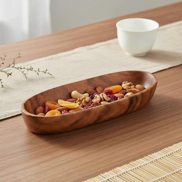 Båtformad serveringsfat i japansk stil, serveringsbricka i trä med elegant form Tai Chi Plate