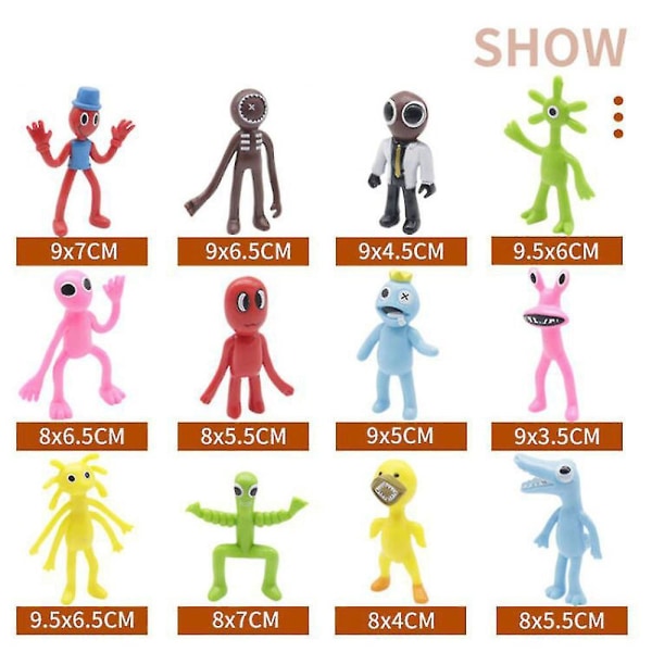 12 stk Roblox Rainbow Friends Minifigurlegetøj Nyhed Sjovt gyserspil Dukke Actionfigurer Skrivebordsdekorationer Børn Drenge Piger Gamergaver