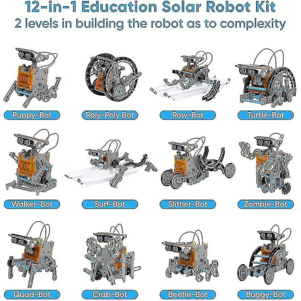 12 i 1 Solar Robotleksaker för barn, 190 delar Solar Robotic Kit, Educational Science Building Kit för 8-10 år gamla pojkar och flickor