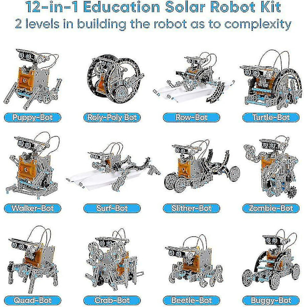 12 i 1 solcelledrevne robotlegetøj til børn, 190 dele solcelledrevet robotsæt, pædagogisk videnskabsbyggesæt til 8-10-årige drenge og piger
