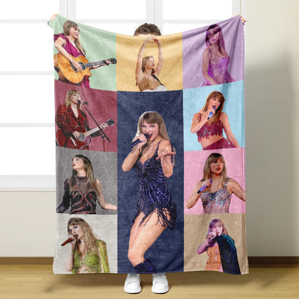 Taylor Swift The Eras Tour Filt - Högkvalitativ Mjuk och Varma Filt för Sovrum, Flanell, Soffa, Festdekorationspresent D