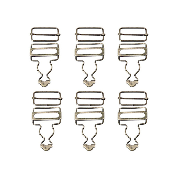 6 sett bukseseler spenner stropp justerer festeklips for plagg metallspenner Ancient bronze 28mm