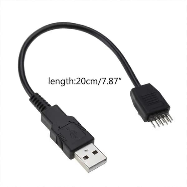 9-pin USB-header til USB-kabel, USB 2.0 Type A hann til 9-pin hann