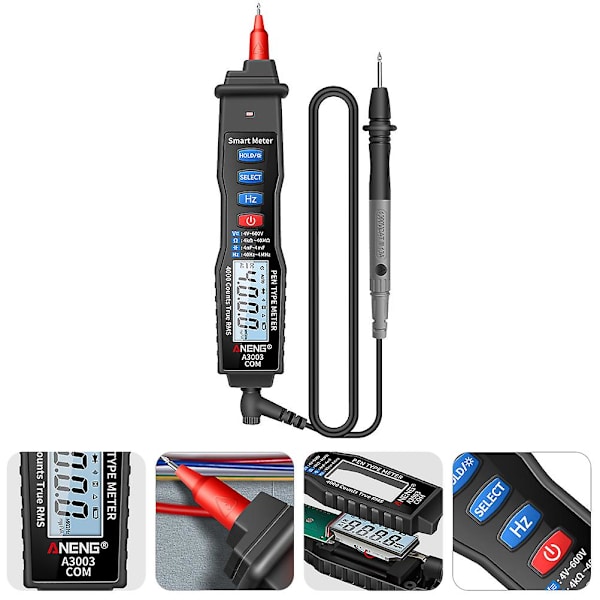 Thc Tester Multimeter Tester Pen Multimeter Reparasjonshåndholdt Spenningsmultimeter Black 24X3.9cm