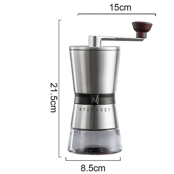 Små bærbare håndkaffebønnekverner for fransk presse, espresso, tyrkisk brygg rett kaffekvern i rustfritt stål 8-speed hand grinder