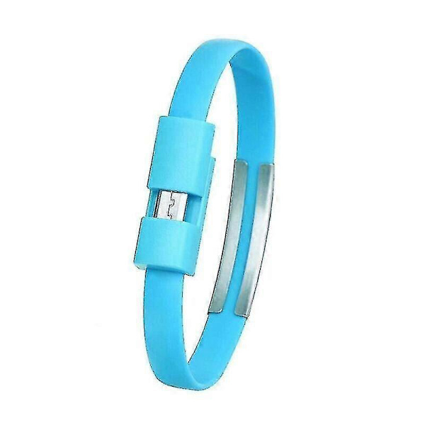 (blå (Android)) Armbånd Micro USB-kabel Lader Hurtiglading Synkroniseringsledning for Android Iphone Pad