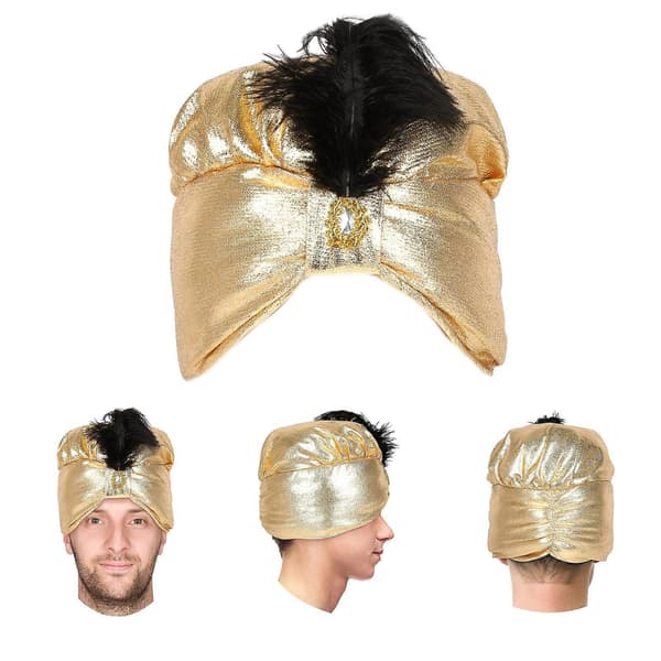 Arabisk Sultan Turban Hode Wrap Hodeplagg Gyldne Hodeplagg Sultan Halloween Gylden Bandana Hode Wrap Arabisk Hatt Multicolor